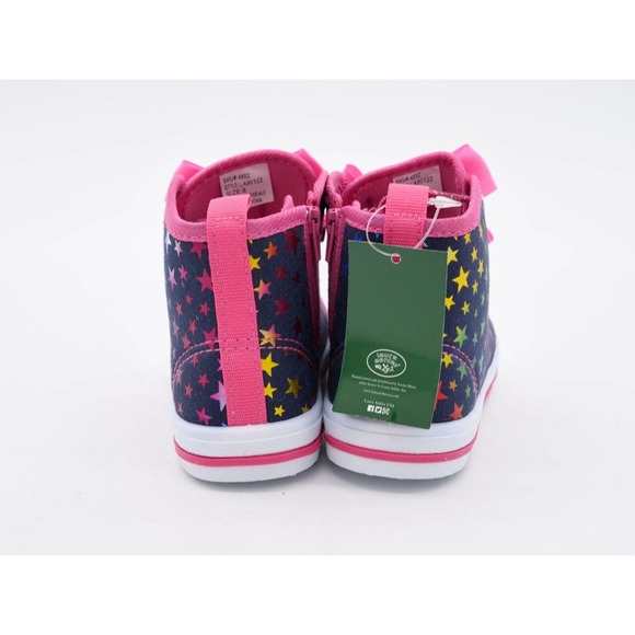 Laura Ashley Girls Size 8 Sneakers Fuschia Navy Stars & Bow Side Zip Casual Shoe - Picture 8 of 10